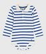 Body in cotone a righe con colletto a polo neonato