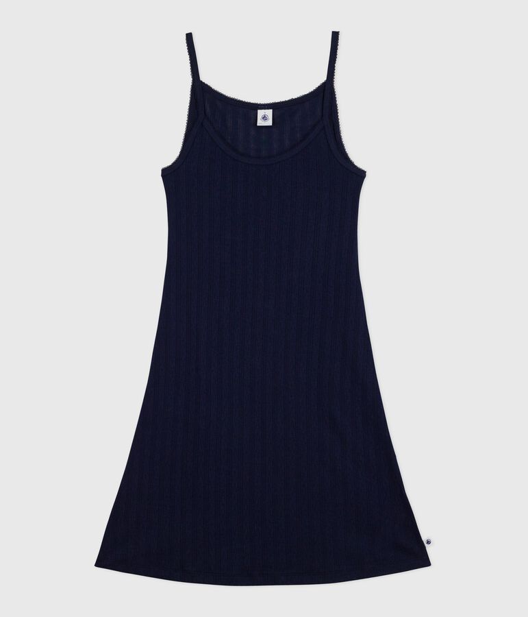 Babydoll in cotone traforato donna blu SMOKING