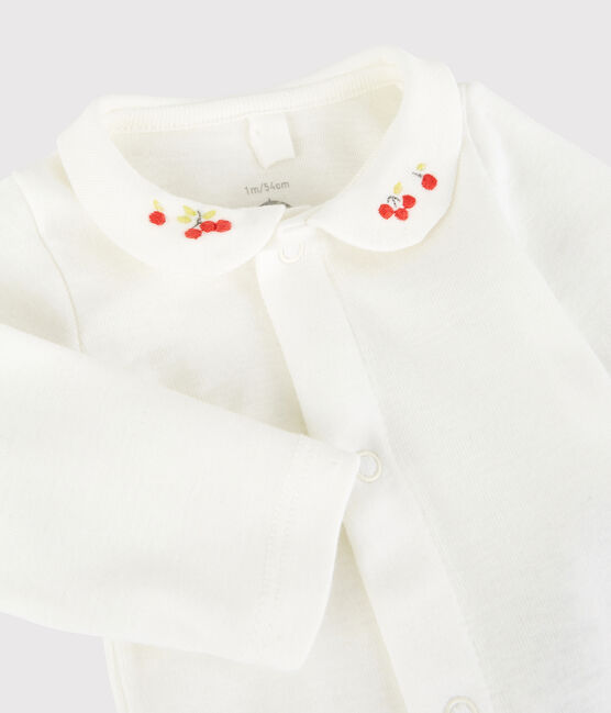 Body con colletto ricamato bebè in cotone biologico bianco MARSHMALLOW