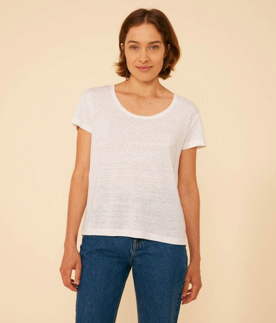 T-shirt Le Droit girocollo in lino donna bianco ECUME