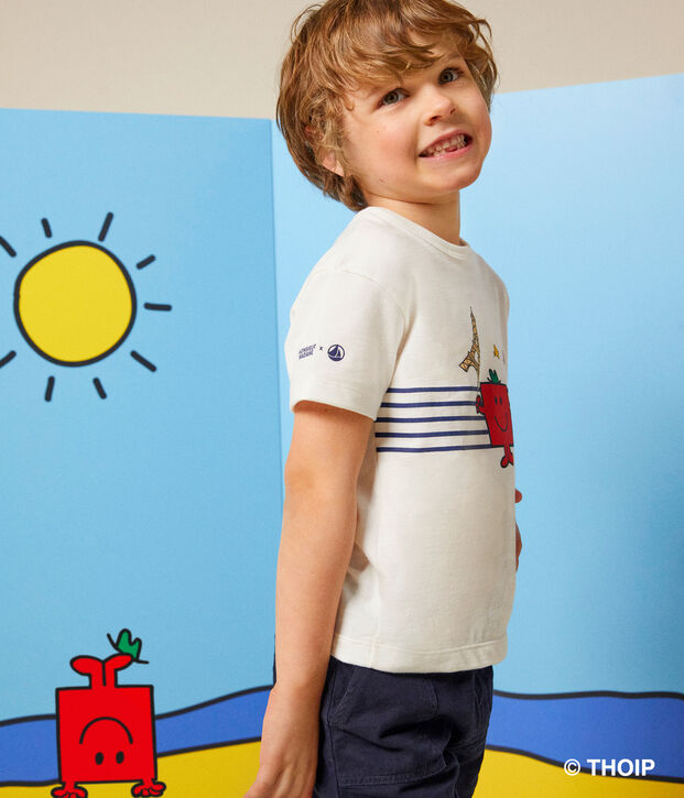 T-shirt Monsieur Madame in cotone bambino bianco
