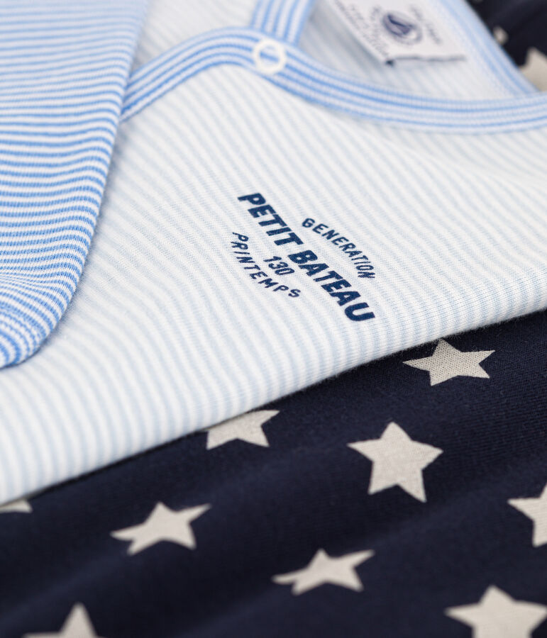 Confezione da 2 tutine pigiama millerighe e a stelle in cotone variante 1