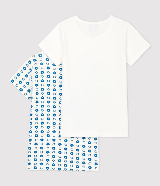 Confezione da 2 t-shirt bambina a manica corte con stampa grafica a fiori in cotone biologico variante 1