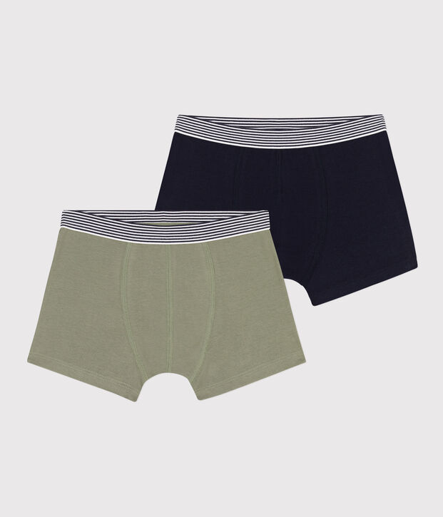Confezione da 2 boxer bambino in cotone ed elastam tinta unita multicolore