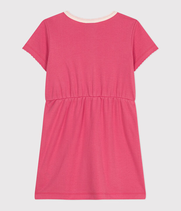 Abito a maniche corte in cotone tinta unita bambina rosa