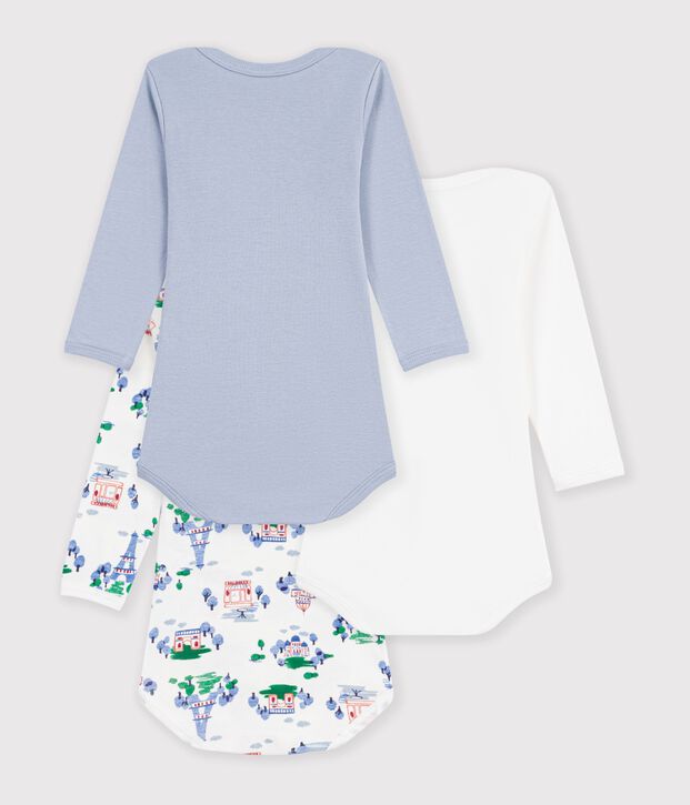 Set di body a maniche lunghe in cotone con stampa Parigi neonato multicolore