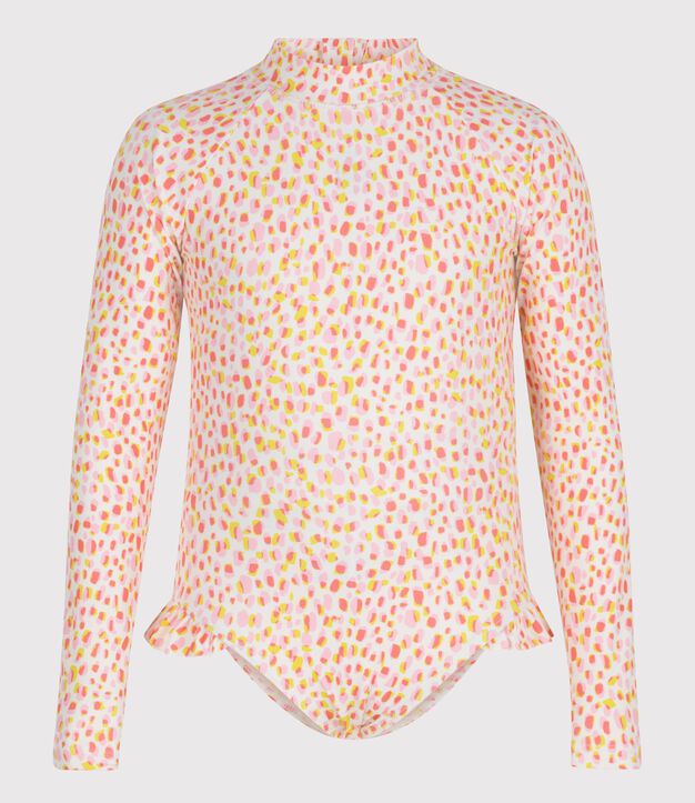 Costume da bagno intero a maniche lunghe con stampa bambina bianco/multicolore