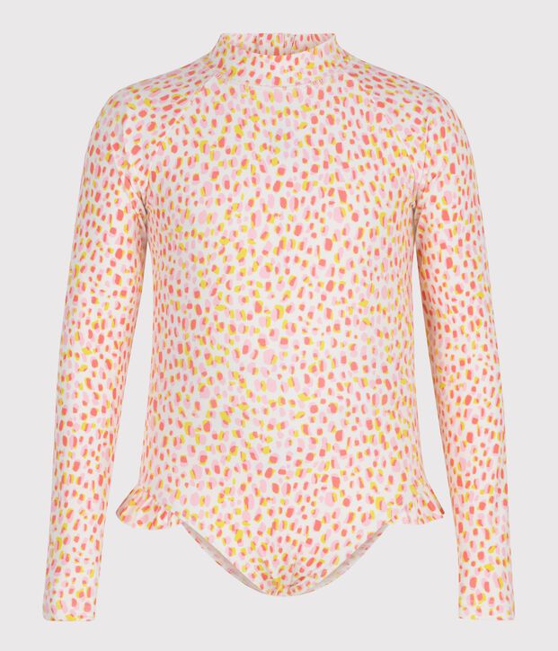 Costume da bagno intero a maniche lunghe con stampa bambina bianco/multicolore