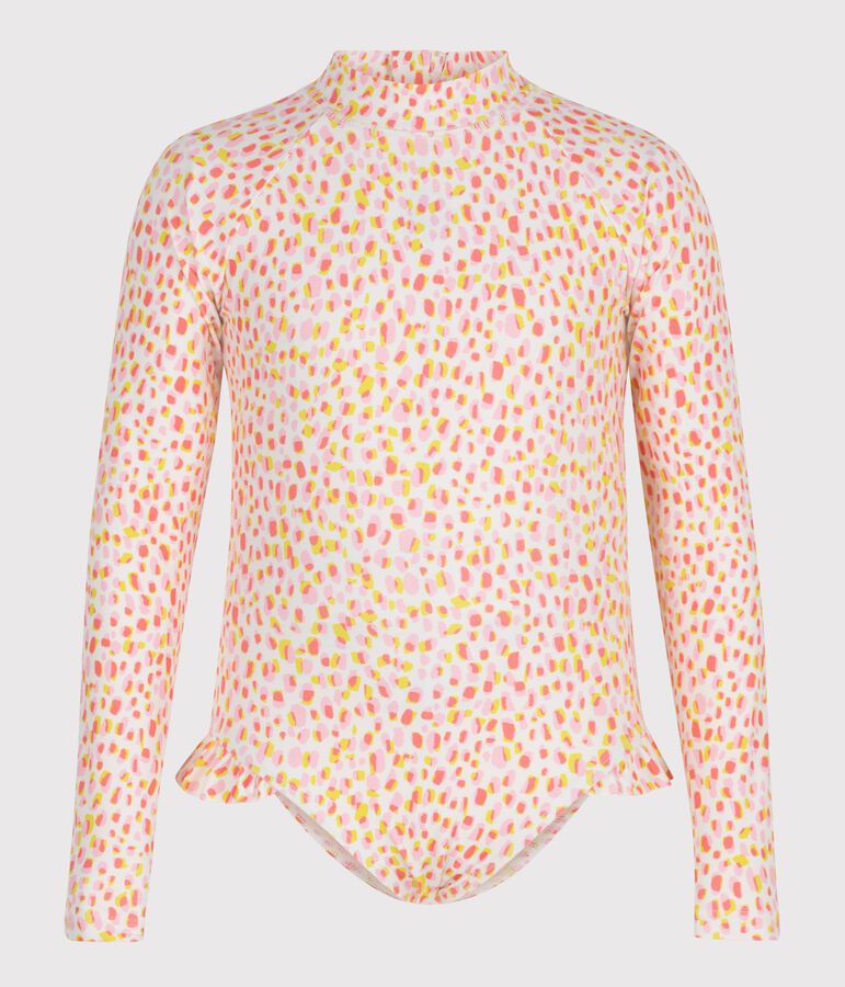 Costume da bagno intero a maniche lunghe con stampa bambina bianco/multicolore