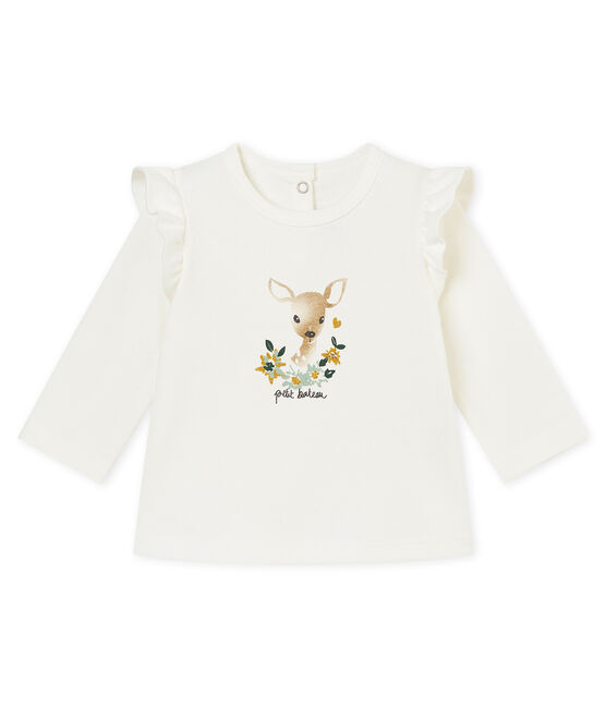 Blusa con volants per bebé femmina bianco MARSHMALLOW