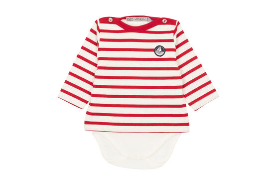Body marinière per bebé maschio bianco MARSHMALLOW/rosso TERKUIT