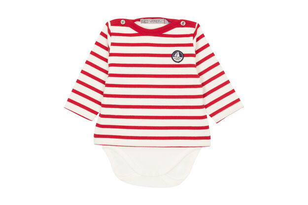 Body marini&egrave;re per beb&eacute; maschio bianco/rosso