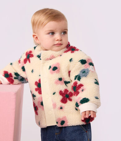 Cappotto imbottito in sherpa con stampa a fiori neonato