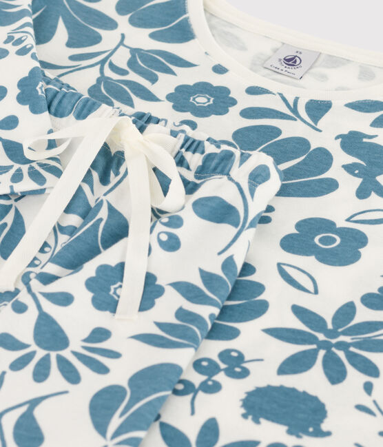 Pigiama donna corto a fiori in cotone bianco MARSHMALLOW/ ROVER