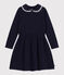 Abito a maniche lunghe in cotone bambina blu SMOKING