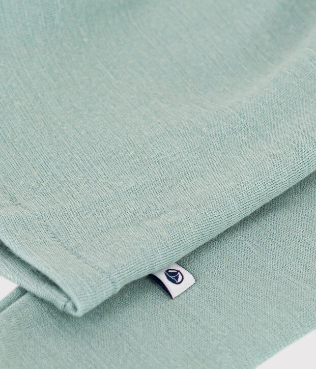 T-shirt bambino unisex a maniche lunghe in lana e cotone verde