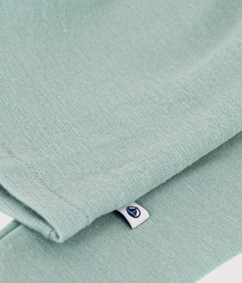 T-shirt bambino unisex a maniche lunghe in lana e cotone verde