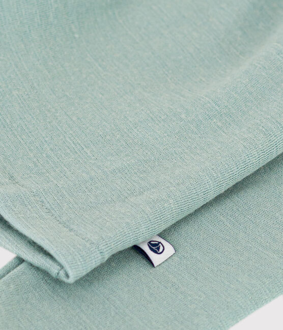 T-shirt bambino unisex a maniche lunghe in lana e cotone verde PAUL