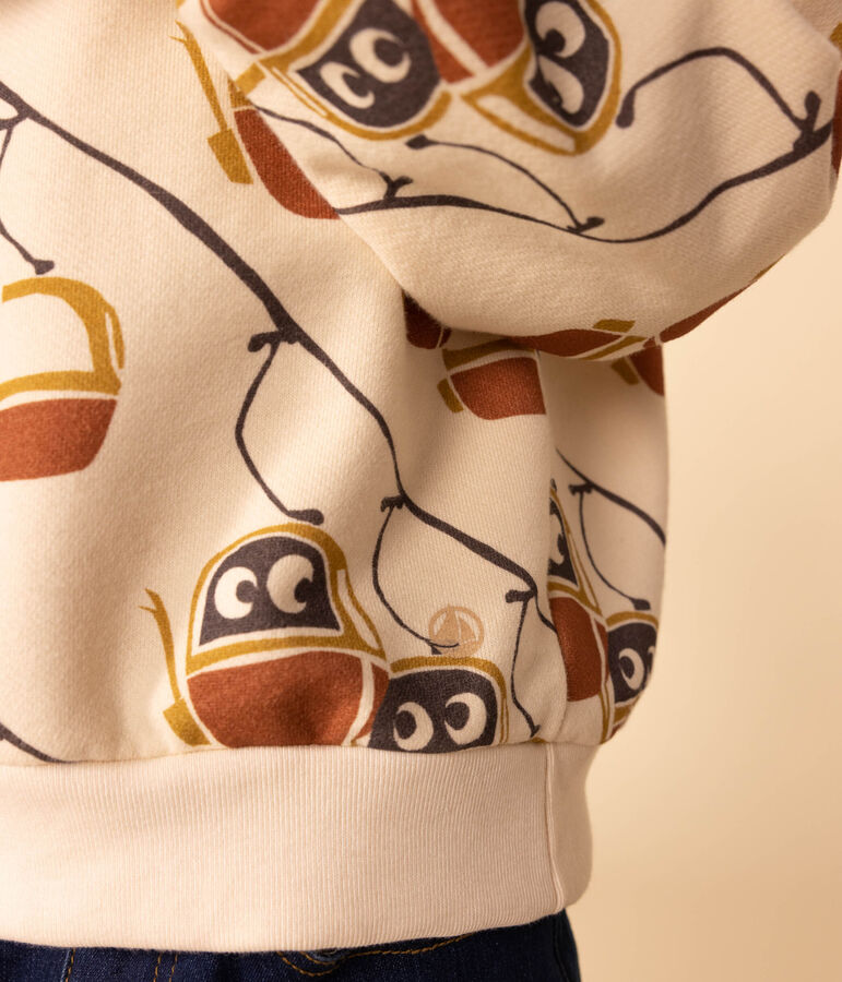 Felpa in molleton stampato bambino unisex ecru/grigio