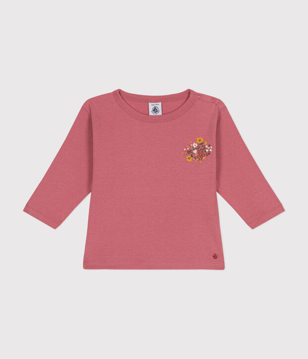 T-shirt beb&egrave; a maniche lunghe in cotone rosa