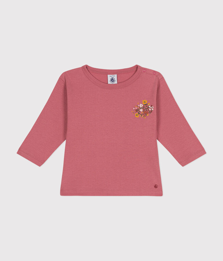 T-shirt beb&egrave; a maniche lunghe in cotone rosa
