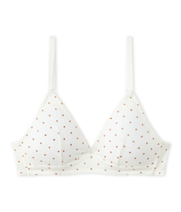 Reggiseno imbottito a pois bianco/marrone