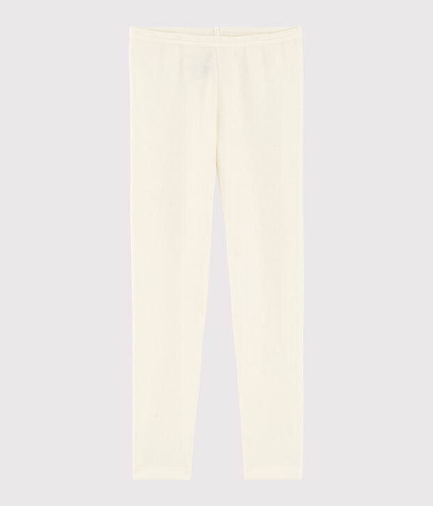 Leggings bambino tinta unita in lana e cotone beige