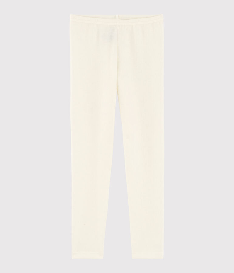 Leggings bambino tinta unita in lana e cotone beige ECRU