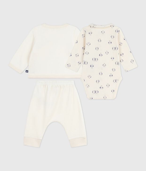 Set 3 pezzi neonato con coprispalle e body con pinguini stampati MILK