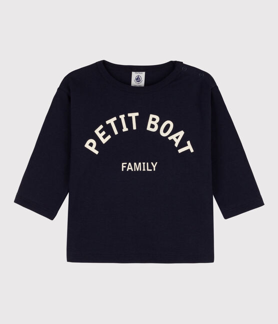 T-shirt maniche lunghe bebè in cotone blu SMOKING