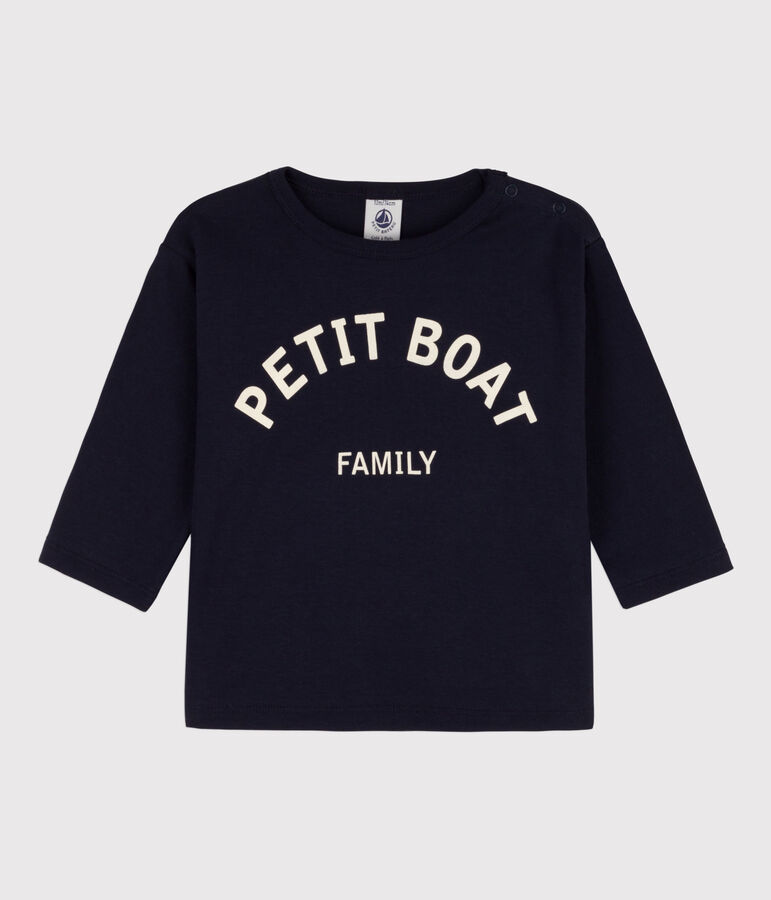 T-shirt maniche lunghe beb&egrave; in cotone blu