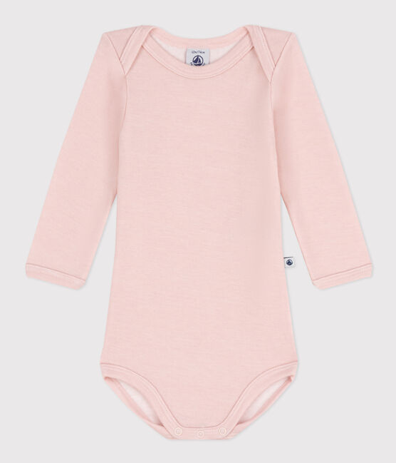 Body maniche lunghe bebè in lana e cotone rosa SALINE