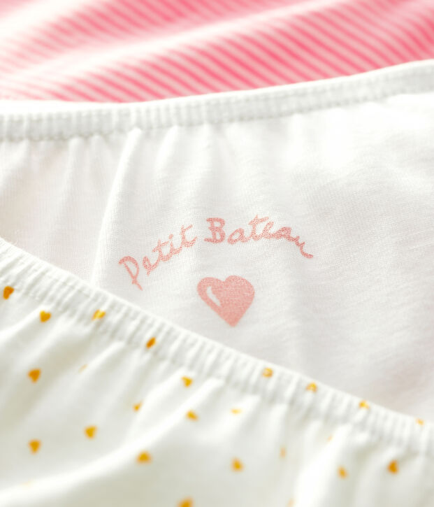 Confezione da 3 mutandine bambina fantasia a cuori in cotone multicolore