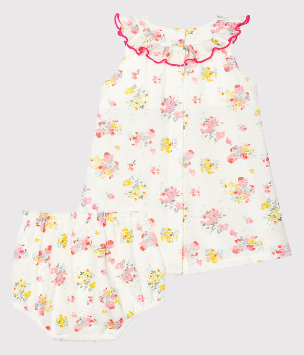 Abito e bloomer beb&egrave; femmina a motivi bianco/multicolore