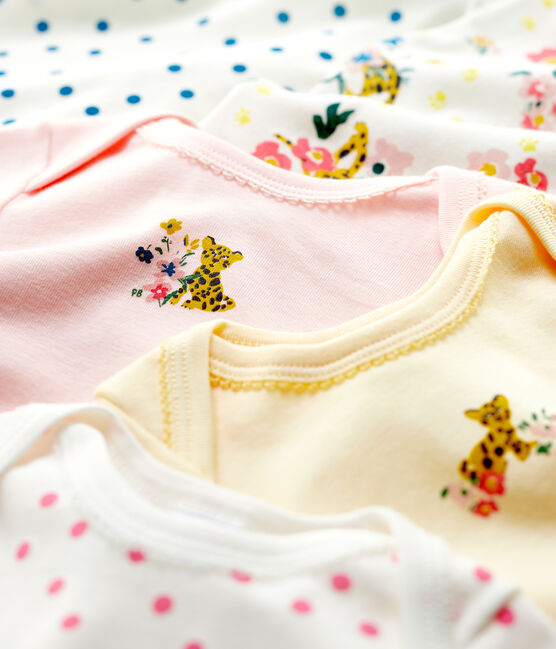 Confezione da 5 body a maniche lunghe bebè femmina in cotone variante 1