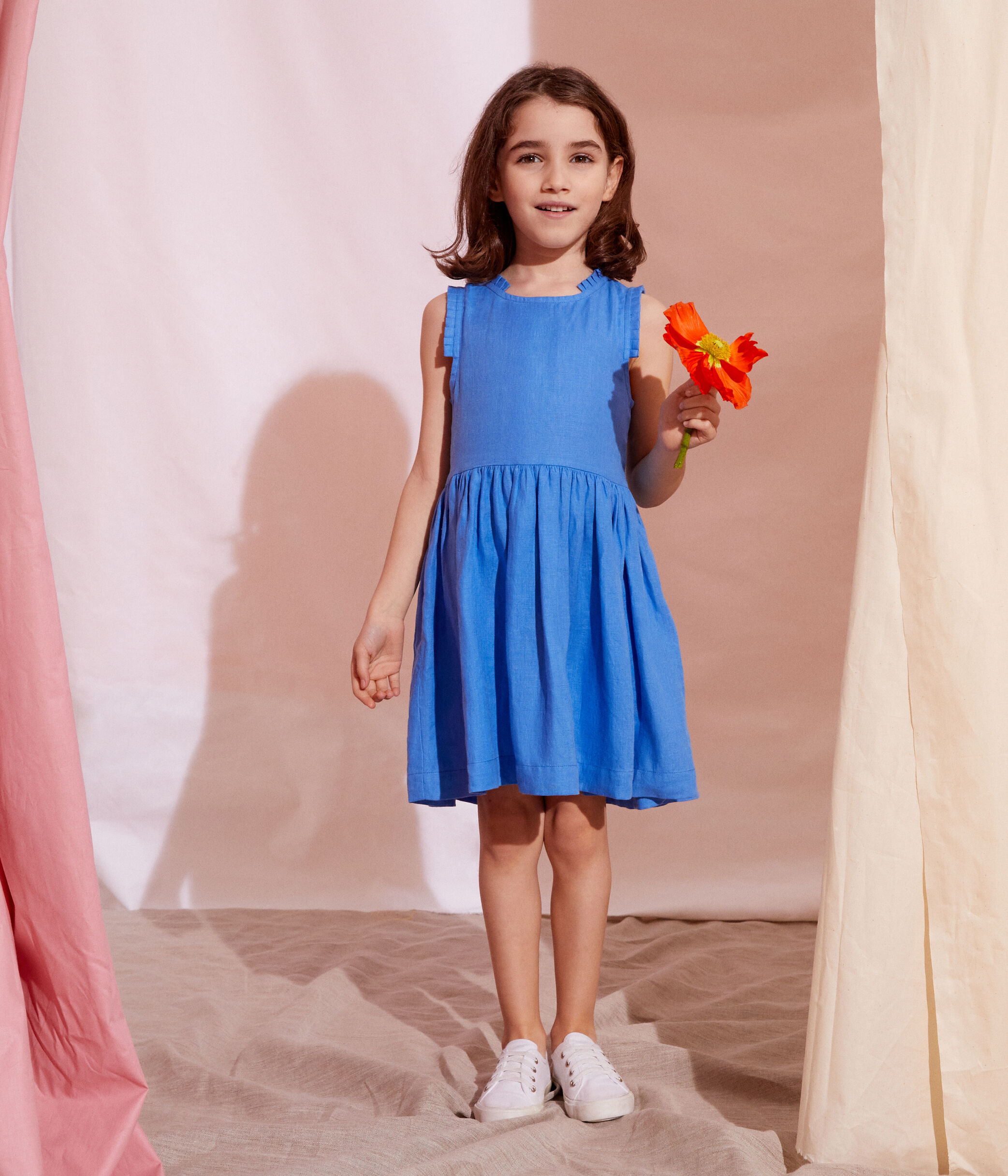 Abito senza maniche in lino bambina BRASIER | Petit Bateau