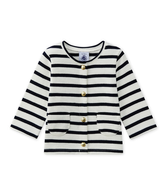 Cardigan beb&eacute; bambina a righe bianco MARSHMALLOW/blu SMOKING