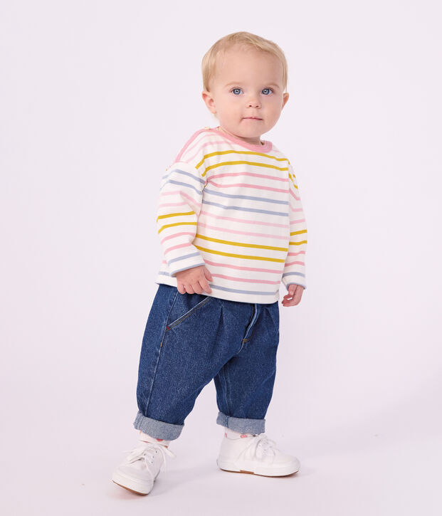 Marini&egrave;re in cotone neonato bianco/multicolore
