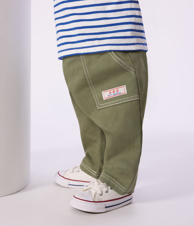 Pantaloni in denim colorato tinta unita neonato OLIVINE