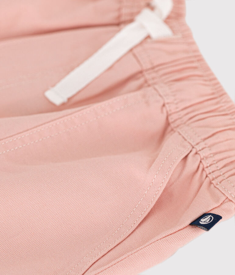 Shorts in twill di cotone e lino bambino rosa