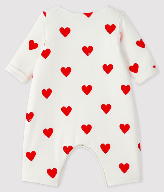 Tutina lunga cuori rossi bimba a coste bianco MARSHMALLOW/rosso TERKUIT