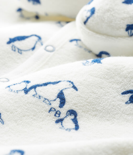 Completo notte bebè in spugna bouclette grattata super calda bianco MARSHMALLOW/blu MAJOR CN