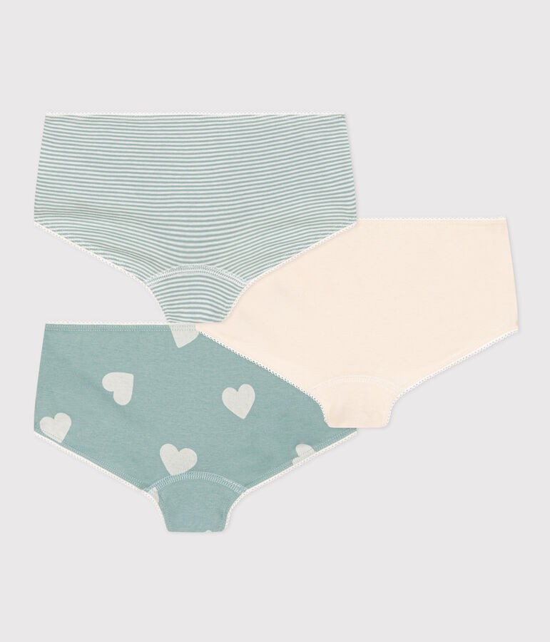 Confezione da 3 shorty bambina in cotone motivo cuore multicolore