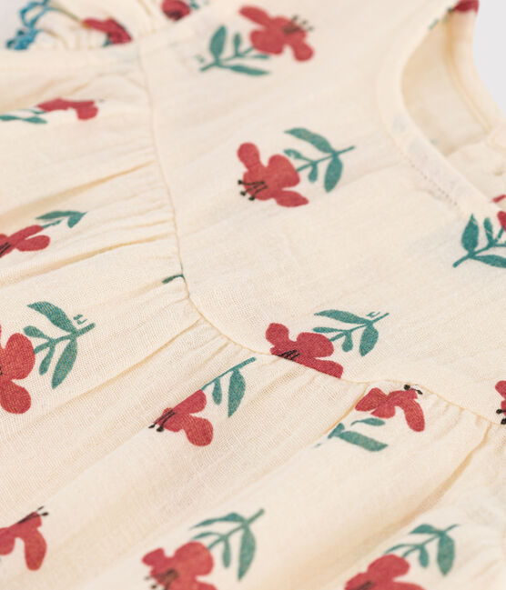 Blusa manica corta bebè in garza di cotone biologico stampato bianco AVALANCHE/ MULTICO
