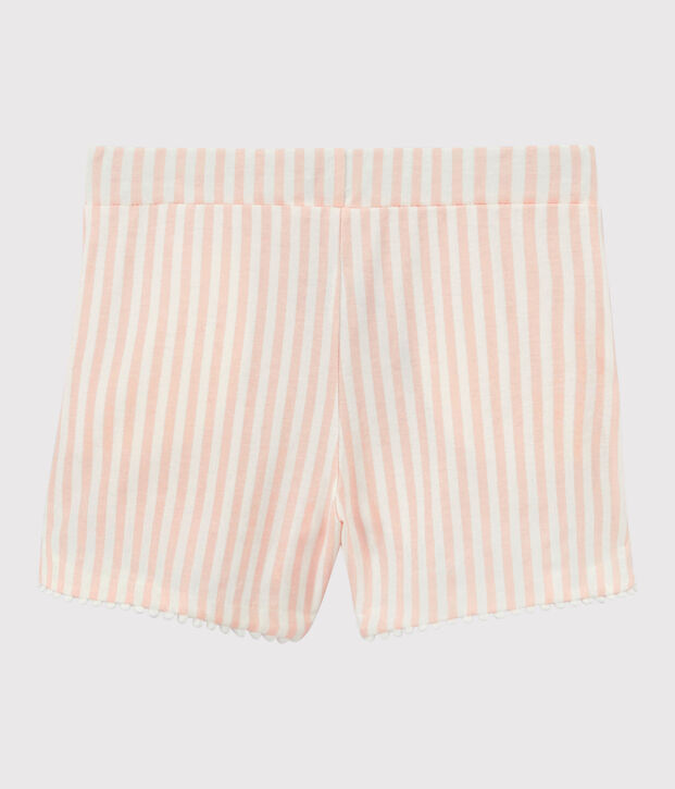 Shorts in jersey bambina rosa/bianco