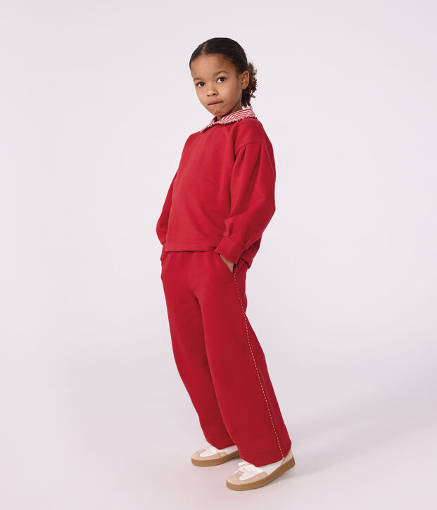 Joggers a gamba ampia in cotone bambino rosso