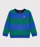 Felpa bambino in cotone a righe blu/verde