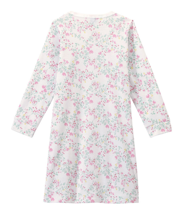 Camicia da notte bambina maniche lunghe stampata bianco ECUME/bianco MULTICO