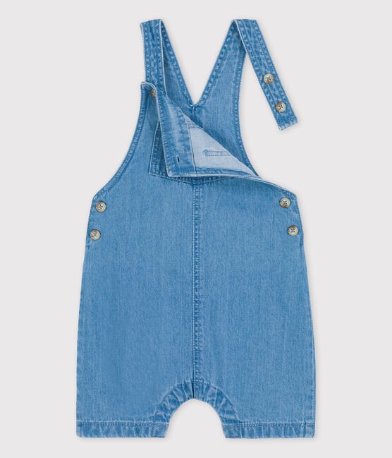 Salopette corta bebè in denim biologico leggero blu DENIM CLAIR