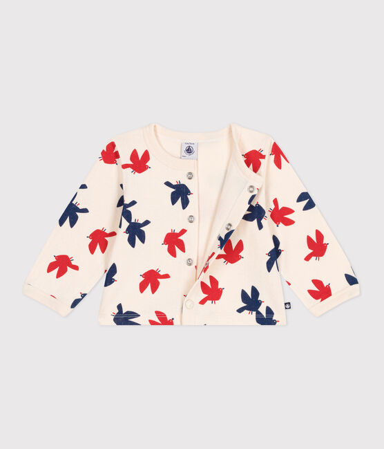 Cardigan in cotone con stampa di uccellini neonato bianco AVALANCHE/ MULTICO